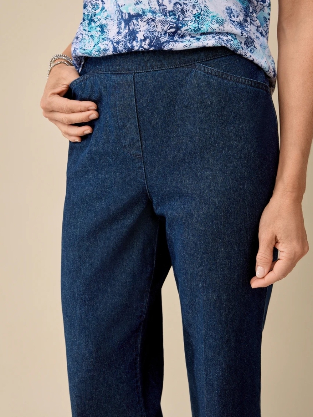 Northern Reflections Straight-Leg Pull-On Jeans in Dark Blue